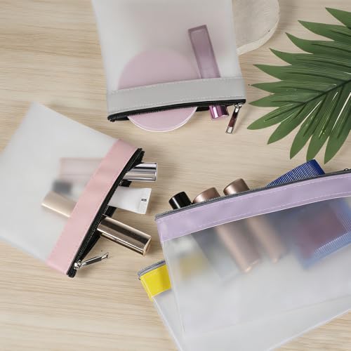 6 Pcs Clear Pouches with Zipper, Waterproof Zipper Cosmetic Bag TwoSize Clear Coin Purse Plastic ZipperPouch Travel Storage Organizer for Coin Lipstick Earphone Aesthetic Stuff DailyToiletries