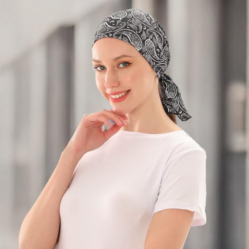 KAKU NANU Women Turban Chemo Beanies Pre Tied Caps Baggy Slouchy Headwear Sleep Scarf - color: Ocean Waves Tied