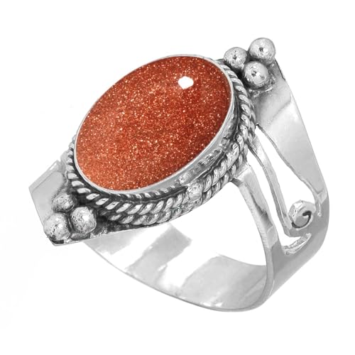 Handmade 925 Sterling Silver Plated Ring Natural Gemstone Carnelian, Rose Quartz, Tiger Eye, Crystal Oval Boho Jewelry For Women - color: Gold Stone