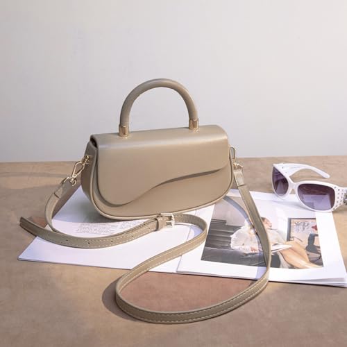 Milan Chiva Small Top Handle Purse for Women Elegant Crossbody Bag with Adjustable Strap for Evening Party & Daily Use - color: Camel
