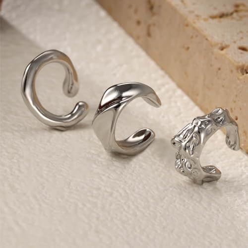 3Pcs Ear Cuffs Non Piercing for Women，14K Gold Plated Hypoallergenic Cuff Earrings Trendy clip Earrings for Women Cartilage Gold Jewelry Gift - color: SL-Ear Cuffs WO-A