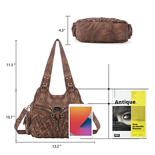 Angel Barcelo Purses for Women Large Shoulder Bag Soft Hobo Bags for Women - color: Brown