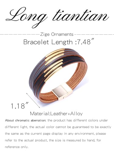 Long tiantian Boho Bracelets for Women Western Jewelry for Women Leather Wrap Bracelets Stackable Bangle Western Outfit for Women - color: hang loose bracelet(grey)