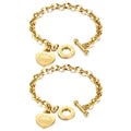 Emibele Heart Charm Bracelet for Women, Bible Verse Bracelet Stainless Steel 18K Gold Plated Bracelet Love Pendant Link Chain OT Clasp, Birthday Christmas Jewelry Gift for Mother Her - color: 18K Gold