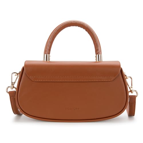 Milan Chiva Small Top Handle Purse for Women Elegant Crossbody Bag with Adjustable Strap for Evening Party & Daily Use - color: Brown