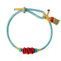 Tibetan Lucky Bracelet for Women Lucky Charm Bracelet Braided Good wishes Buddhist Style Adjustable Wrist Bracelet Red Rope Bracelets - color: Green