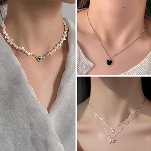 IFKM 36 PCS Silver Plated Jewelry Set with 3 PCS Necklace, 12 PCS Bracelet, 7 PCS Ear Cuffs Earring, 14 Pcs Knuckle Rings for Women Valentine Anniversary Birthday Friendship Gift - color: 21 Pcs Silver