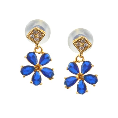 JewarHaat Indian Bollywood Necklace Set AD CZ Elegant Gold Plated Multi Stones Sparkling Crystals Choker with Earrings Fashion Jewellery for Women & Girls - color: Blue