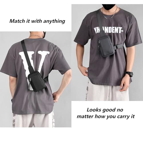 Mini Sling Bag for Men/Women, Waterproof Utility Crossbody Backpack Chest Bag for Hiking Travel Sports Running (Black) - color: Black