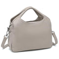 KOGTLA Medium Genuine Leather Purses for Women with Detachable Satchel Strap, Ladies Soft Handbags, Tote Hobo Bags - color: Beige White