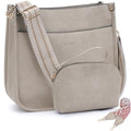 HKCLUF Crossbody Bag Purse for Women 2PCS/Set Leather Hobo Handbag Wallet Set With 2Adjustable Guitar Strap Shoulder Bag | Purse - color: A23-dark Beige