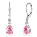 CiNily Teardrop Leverback Dangle Earrings for Women Hypoallergenic 14K Gold Plated Cubic Zircon Drop Earrings Fashion Crystal Earrings for Girls Jewelry Christmas Gifts - color: White Gold-Pink CZ