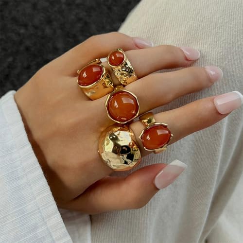 Dainty Crystal Gold Knuckle Ring Stackable Set for Women Non Tarnish, Statement Chunky Zircon Silver Midi Finger Thumb Rings Vintage Y2k Party Jewelry Gifts - color: Gold 2
