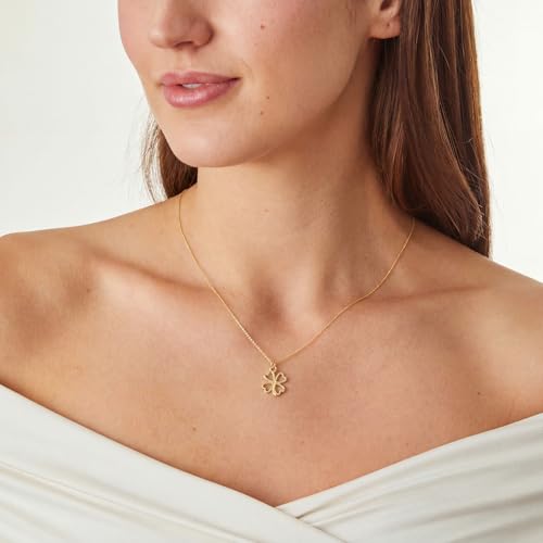 Dainty Gold Necklaces for Women Trendy Non Tarnish 14K Gold Plated Cubic Zirconia Necklace Layered Simple Cute Four Leaf Clover Choker Jewelry Birthday Gifts - color: Gold, style: Middle Empty