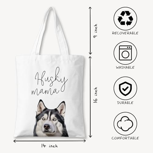 Dog Mama Canvas Tote Bag for Women, Dogs Lover Gift for Dog Mom, Birthday Christmas Cute Rottweiler Gifts For Women. - color: Husky Mama (027)