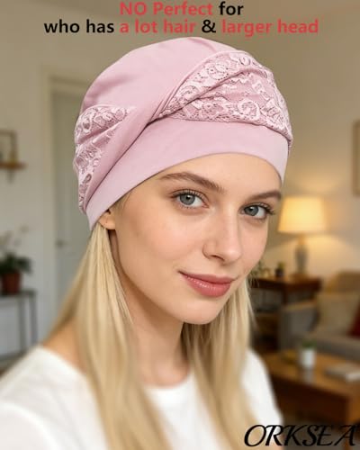 Chemo Headwear for Women Knot Beanies with Stretch Elastic Turbans Soft Cancer Hats Head Coverings Scarf Headwraps - color: Pink