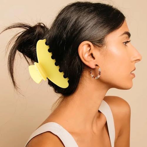 MAORULU Cute Claw Clip for Women – 4.3'' Large Acetate Hair Clips for Thick Thin Curly Long Hair, Durable Hair Clamps Non-slip Jaw Clip, Strong Hold, Stylish French Design (Lemon Yellow) - color: Lemon Yellow