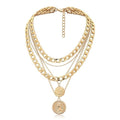 Gold Stack Necklace Chunky Necklaces for Women Trendy Coin Pendant Long Necklaces Western Jewelry for Women Cowgirl Cowboy Chic Country Outfit Boho Accessories Birthday Jewelry Gifts - color: F Gold Layered Chunky Necklaces