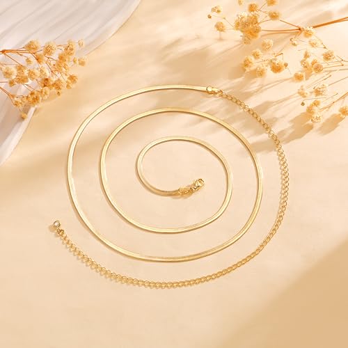 CHESKY 14K Gold Plated Silver Plated Waist Chain for Women, Layered Belly Belt Chains Beach Waist Beads Chain Waterproof Snake Cuban Body Chain Summer Jewelry Accessories for Women - style: snake-gd