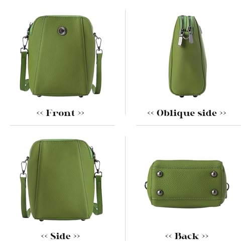 Genuine Leather Small Crossbody Bags for Women | Lightweight Shoulder Purse, Designer Handbag with Adjustable Strap, Casual Travel Everyday Bag - color: Green-new