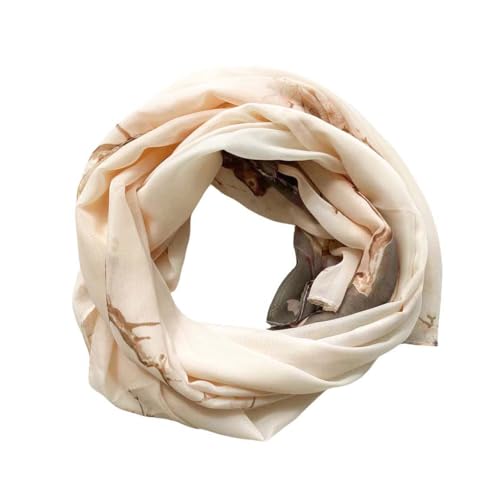 Xyueanlo Women's Chiffon Scarf Lightweight Scarves Fashion Elegant Floral Print Scarfs Shawls - color: Little Plum Blossom Grey Pink