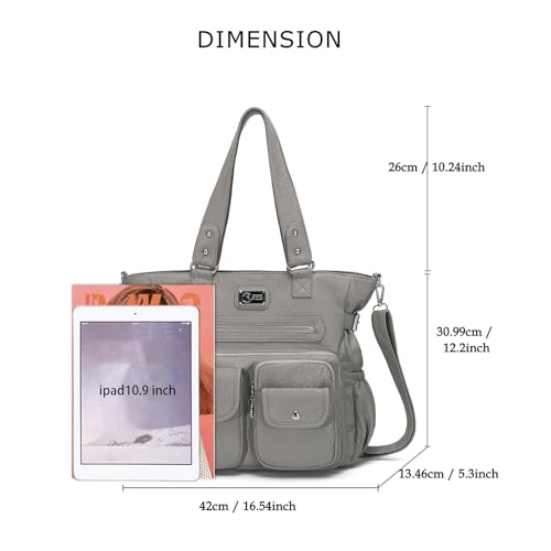 KL928 Large Purses for Women Shoulder Bag Tote Handbags Stylish Vegan Leather Hobo Bags Ladies, A-Black-4 | Large - color: A-grey-2
