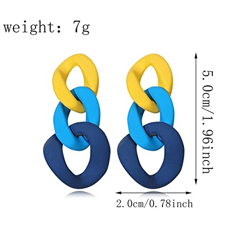 Charm Elegant Hollow Color Chain Acrylic Geometric Temperament Dangle Drop Earrings Bohemian Minimalist Hypoallergenic Jewelry Gift - color: Yellow Blue ShenBlue earrings