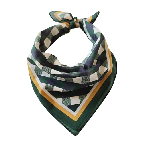 Single Pack Bandanas 60s Premium Cotton Soft Thin Handfeel Large Handkerchief for Men and Women - color: Green Plaid