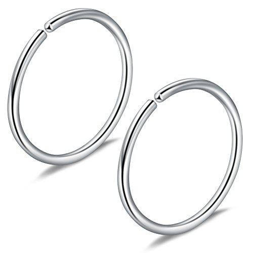 Ruifan 6-30PCS Non Pierced Stainless Steel Clip on Closure Round Ring Fake Nose Lip Helix Cartilage Tragus Ear Hoop Earrings Jewelry 20G - color: Steel-12mm