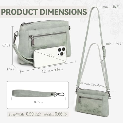MEITRUE Wristlet Wallet Small Crossbody Bags for Women Clutch Purse Leather Phone Purse with Adjustable & Detachable Strap - color: A5-green-179
