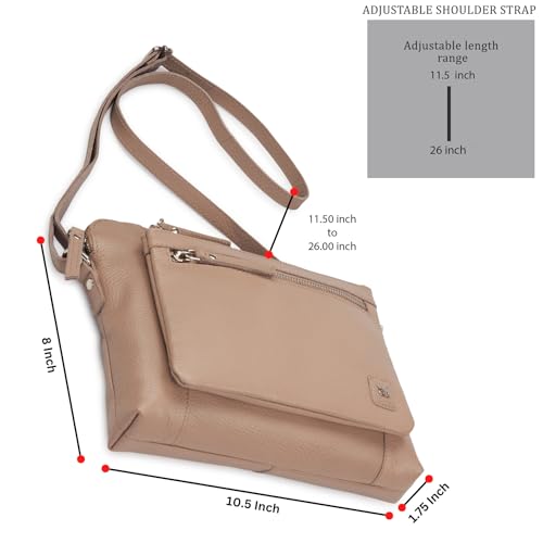 Leather Crossbody Bags for Women Small Soft Genuine Pebbled Sling Shoulder Handbag Crossover Purse with Full Adjustable Strap (Taupe Nappa) - color: Taupe Nappa
