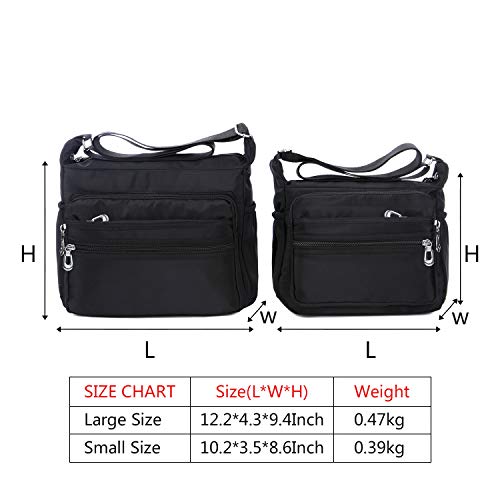 NOTAG Crossbody Bag for Women Waterproof Shoulder Bag Messenger Bag Casual Nylon Purse Handbag - color: Black-l
