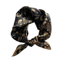 FEIBOON Mulberry Silk Scarfs Neck Scarf 21" Small Square Scarfs hair scarf bandana Neckerchief Headscarf for Women - color: Black + Khaki