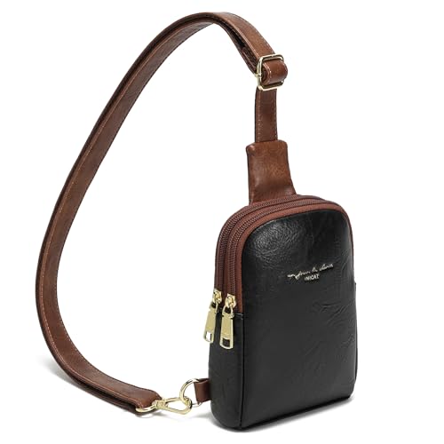 INICAT Women's Small Sling Bag, Lightweight Everyday Vegan Leather Crossbody Purse for Daily Essentials and Travel Light - color: Black Midnight, size: Small