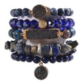 Yomisa 5PCS 6PCS Natural Boho Beaded Bracelets/Bangle for Women Men,Healing Turquoise Jasper Agate Crystal Gemstone Stone Chakra Multilayer Wrap Bohemian Handmade Jewelry Beads Stretch Bracelet Set - color: 5PCS-Deep blue
