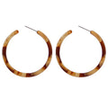 BaubleStar Tortoise Shell Resin Hoop Earrings Fashion Jewelry - color: Brown