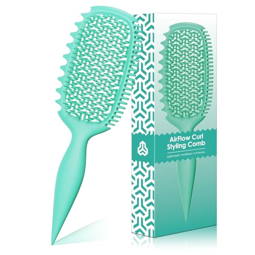 Curl Defining Brush for Thick Coily Hair, Firm-Bristle TPEE Detangling Brush for Coarse 4A–4C Curls, Dual-Sided Wide & Narrow Tooth Brush for Wet & Dry Curl Shaping– Women & Men (Aqua Mint) - color: Aqua Mint