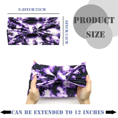 FULZTEY Boho Headbands for Women Tie Dye Head Bands Fashion Knot Wide Headwraps Large African Bandanan Fabric CottonTurban Elastic Yoga Workout Hairbands for Women's Hair Accessories 4Pcs - color: Style 7
