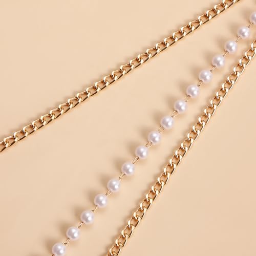 Bohemian Fake Pearl Bikini Body Chain for Women Adjustable Waterproof Belly Waist Jewelry Layered Cubic Zirconia Swimsuits Beach Chains Summer Festival Mermaid Party Accessories - style: Style-E