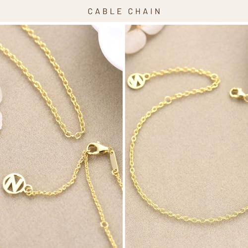 NOKMIT Solid 925 Sterling Silver Bracelets for Women, Dainty Interlocking Circles Cubic Zirconia Adjustable Chain Bracelet, Trendy Stackable Link Bracelets, Simple Cute Jewelry Gifts - color: Gold Cable Chain