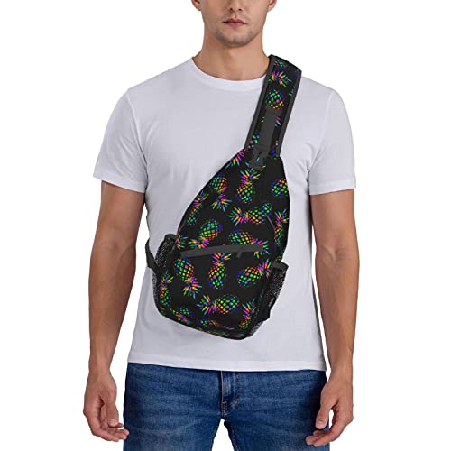 Sling Backpack For Men Hiking Daypack Crossbody Shoulder Bag Travel Chest Pack | Hiking - color: Pineapple