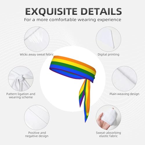 Sports Head Tie Westie Dogs Beach Summer Tropical Tie Sweatband Headband Men Women Elastic Bandana Adjustable Non-Slip Moisture Wicking for Running Football Yoga Workout Athletic Hair Ninja Head Band - color: Gay Pride Flag Rainbow