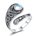 Vito 925 Sterling Silver Adjustable Open Spoon Ring for Women Men, Lotus Sunflower Snake Spoon Band Rings Feather Hug Witches Knot Inspirational Jewelry Gift for Wife - style: Snake