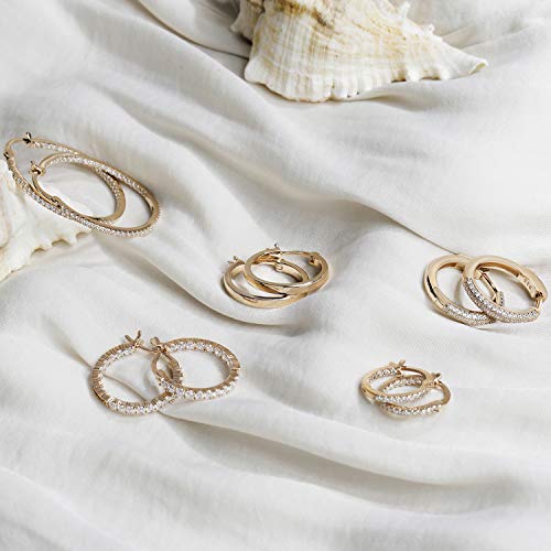 PAVOI 14K Gold Plated 925 Sterling Silver Posts Cubic Zirconia Hoop Earrings for Women | Halo CZ Gold Huggie Hoops - color: Yellow Gold, size: 20 Millimeters