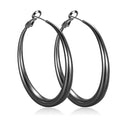 EXGOX Sterling Silver Hoop Earrings - Hypoallergenic, Lightweight, Chunky, 14K Real Gold Plated, Big Large Hoops for Women - color: Chunky&Black hoop 50mm