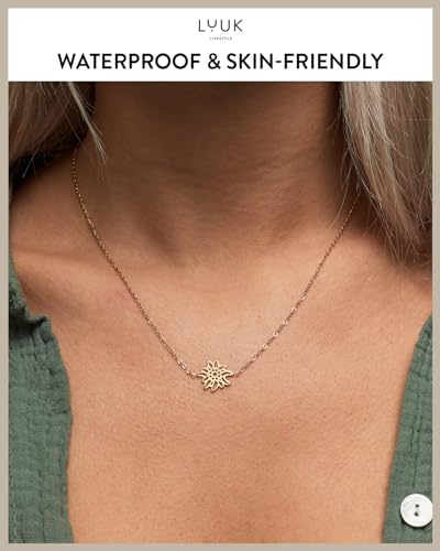 LUUK LIFESTYLE Minimalist necklace with rainbow pendant, HAPPINESS slogan card, symbol of diversity, waterproof stainless steel, gift for women, trendy, chic, silver - color: Gold, size: Edelweiss