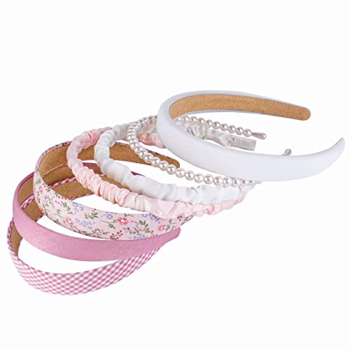 Ooosonlu Fashion Headbands Set - Girls & Women Pearl Hairbands, Non-slip, Different Patterns - color: Pink