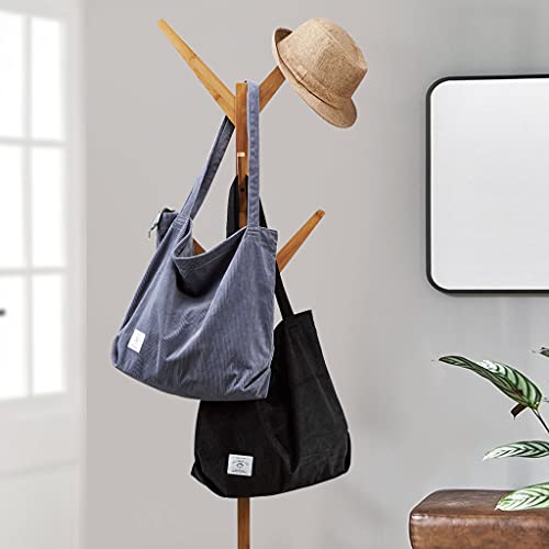 KALIDI Women Corduroy Tote Bag Zipper Casual Tote's Handbag Big Capacity Shoulder Bag with Pockets - color: Army Green