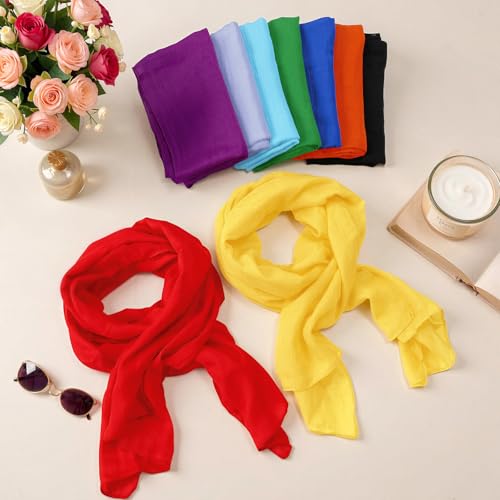 Patelai 9 Pieces Women's Cotton Scarves Lady Light Soft Fashion Solid Scarf Wrap Shawl, Candy Color - color: Vivid