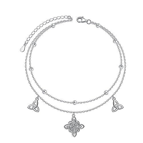 Anklets for Women S925 Sterling Silver Adjustable Beach Foot Ankle Bracelet Jewelry Gifts - style: Celtic Knot 2